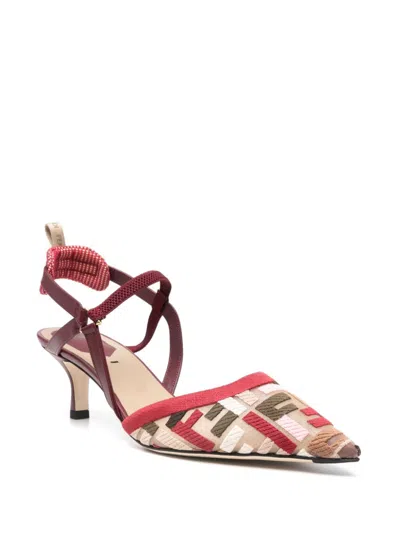 Fendi Colibri Lite Ff Mesh Slingback Flat Pumps In Multi