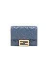 Fendi Trifold Rectangular Wallet In Blue