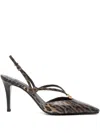 Fendi Ffold High Heel Printed Karung Slingbacks In Multi
