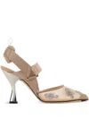 Fendi Scarpe Con Tacco Colibrì In Rete Rosa  Donna In Multi