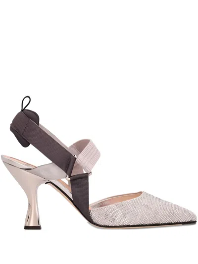 Fendi 85mm Colibrì Strass Heeled Sandals In Multi