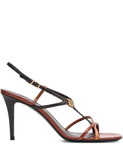 Fendi Multicolour Metallic Ayers High-heeled Sandals In Brown