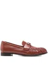 Fendi Curled Metal Detail Baguette Loafers In Brown