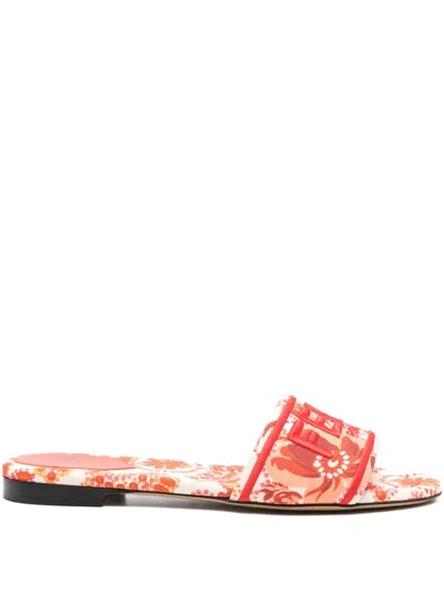 FENDI LOGO-EMBROIDERED SLIDES