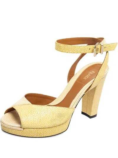 Pre-owned Fendi 90mm Leather Platform Sandals