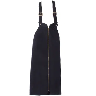 Pre-owned Fendi 90s Vintage Black Denim Suspender Skirt