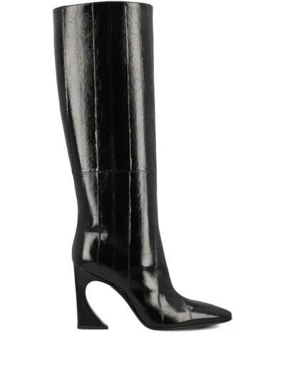 Fendi 95mm Arco Panelled Knee-high Boots In Black