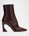 Fendi 95mm Eel Leather Curved Heel Booties In Brown