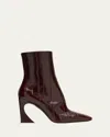 Fendi 95mm Eel Leather Curved Heel Booties In Brown