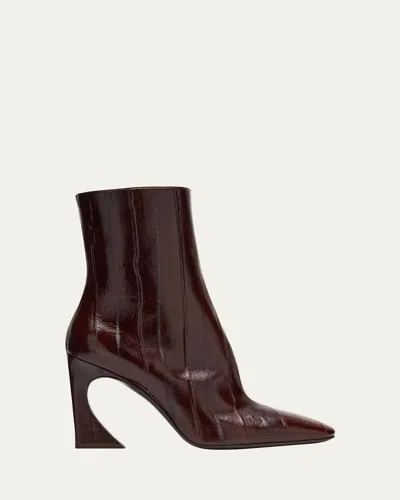 FENDI 95MM EEL LEATHER CURVED HEEL BOOTIES