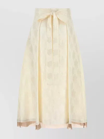 Fendi A-line Shape Silk Blend Skirt In Yellow