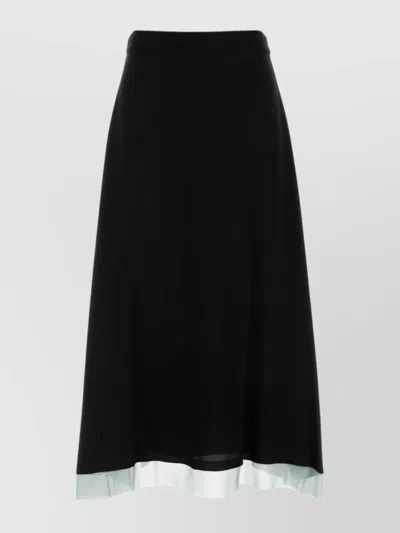 Fendi A-line Skirt With Contrasting Hem And Tie Detail In Black