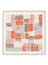 Fendi Silk Foulard With Abstract Geometric Pattern In Weiss