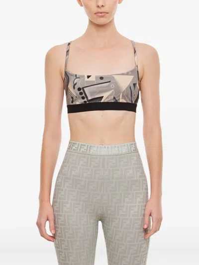 FENDI ABSTRACT-PRINT SPORTS BRA