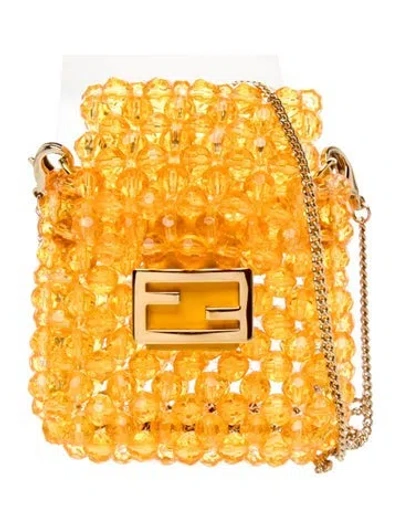 Pre-owned Fendi Acrylic Baguette Charm Pico In Orange