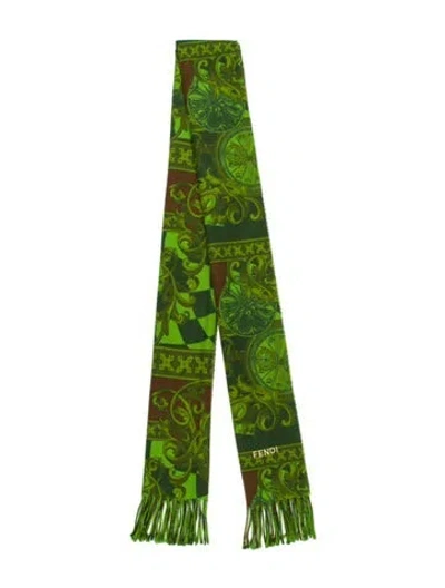 Pre-owned Fendi Acrylic Vintage Scarf In Green