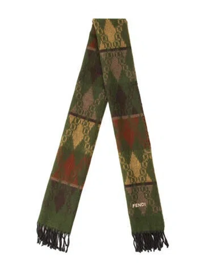 Pre-owned Fendi Acrylic Zucca Ff Logo Shawl In Brown