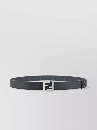 Fendi Adjustable Calfskin Belt Monogram Pattern In Black