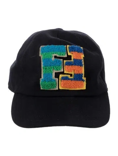 Pre-owned Fendi Kids' Adjustable Cotton Baseball Cap In Black