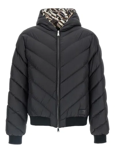 Fendi Adjustable Hooded Jacket With Double Slider Zip - Size 48 In Black