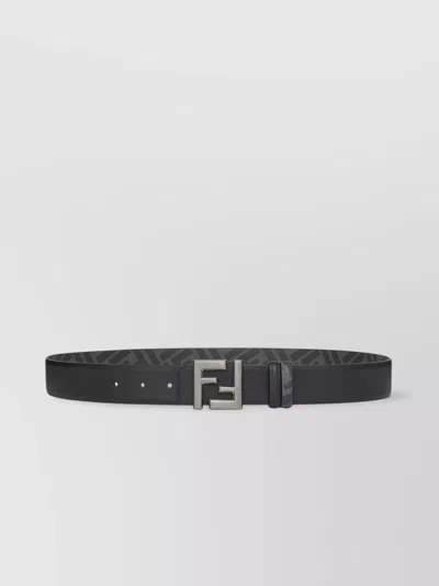 Fendi Adjustable Reversible Ff Patterned Belt In Black