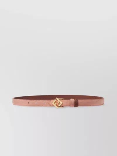 Fendi Adjustable Reversible Leather Belt With Ff Stud In Neutral