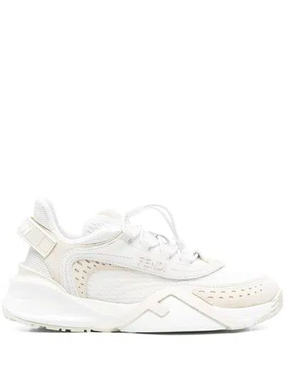 Fendi Adjustable Slip-on Sneakers With Embossed Details In White