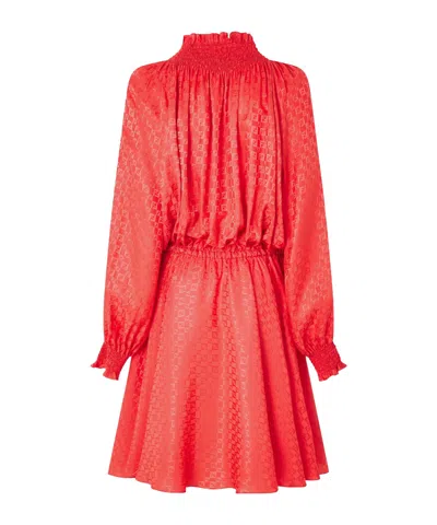 Fendi Blue Silk Jacquard Dress In Orange