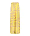 Fendi Golden Yellow Printed Silk Trousers In Yellow