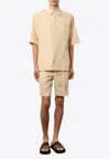 Fendi Men Jacquard Linen And Cotton Shirt With All-over Ff Embroidery