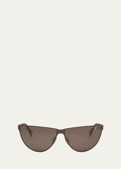 Fendi All-over Logo Metal Cat-eye Sunglasses In Brown