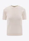 Fendi All-over Logo Short-sleeved T-shirt In Neutral
