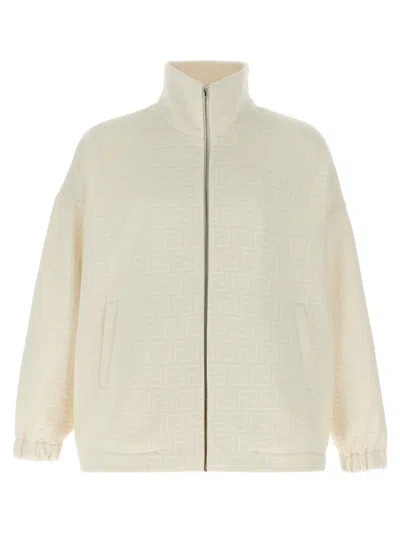 Fendi All Over Logo Sweatshirt In White