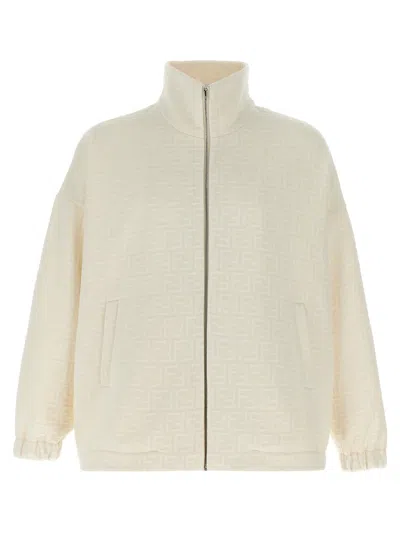 Fendi All Over Logo Sweatshirt In Neutral