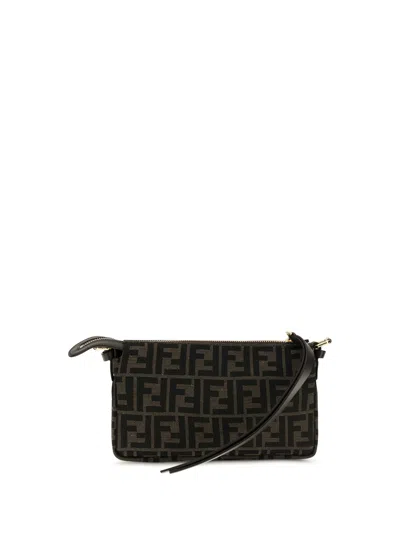 Fendi All-over Ff Monogram Jacquard Shoulder Bag In Black