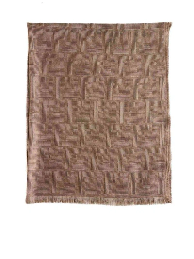 Fendi Allover Ff Motif Frayed In Beige