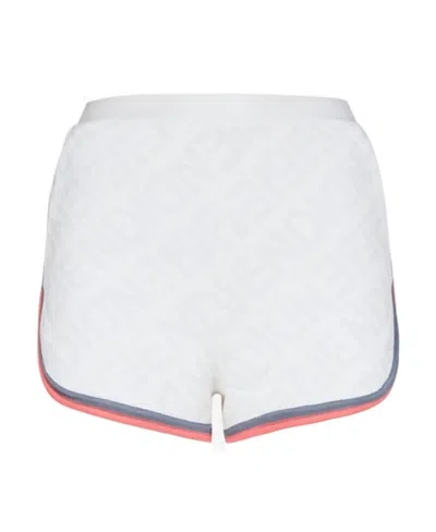 Fendi Allover Logo Knitted Shorts In White
