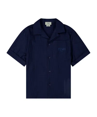 Fendi All-over Logo Shirt Juniors In Blue