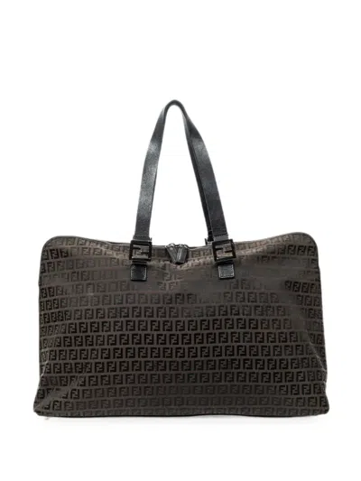 Pre-owned Fendi All-over-logo Luggage In Brown