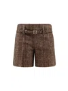 Fendi Women Alpaca And Wool Shorts In Brown