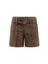 Fendi Women Alpaca And Wool Shorts In Brown
