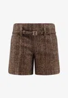 Fendi Women Alpaca And Wool Shorts In Brown