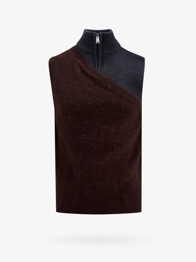 Fendi Paneled Wool Sleeveless Sweater Vest In Multicoloured