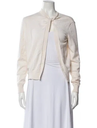Pre-owned Fendi Alpaca Open Front Sweater In Neutrals
