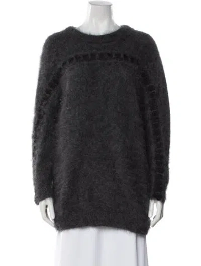 Pre-owned Fendi Angora Crew Neck Sweater In Gray