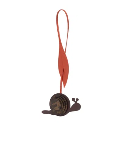 Fendi Animal Pattern Bag Hanging Decoration In Brown
