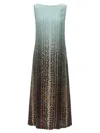 Fendi Silk Midi Dress With Gradient Design In Green