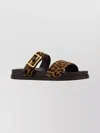 Fendi Animal Print Flat Sole Open Toe Slippers In Brown