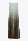Fendi Silk Midi Dress With Gradient Design In Blue