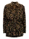 Fendi Women Multicolor Coat With Ff Buckled Belt On The Front And All-over Leopard Motif In Wool Ble In Animal Print